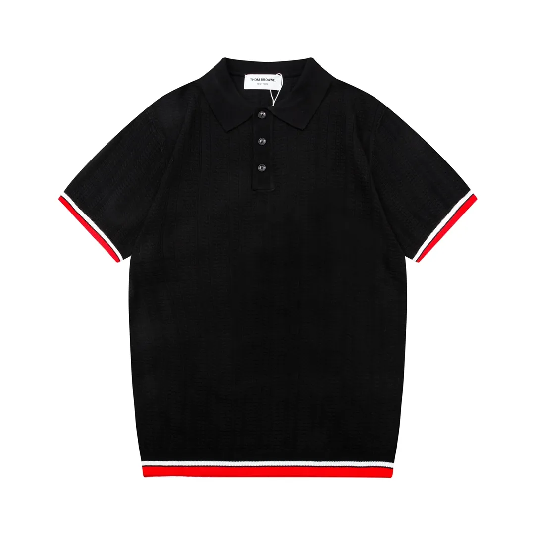 Thom Browne ➡️ POLO ， Retro Same Style Polo Versatile : Black Size：M-3XL